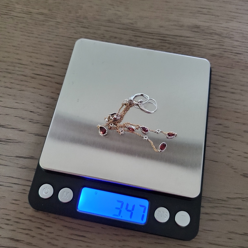 14k Gold Diamond and Garnet Earrings - Picture 11 of 14